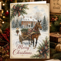 Tartan Plaid Cheval Noël Country