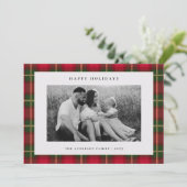 Cartes Pour Fêtes Annuelles Tartan Plaid Deux Côtes Famille Photo Noël (Debout devant)