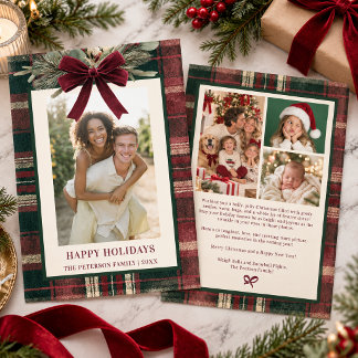 Cartes Pour Fêtes Annuelles Tartan Plaid Rouge Traditionnel de Noël