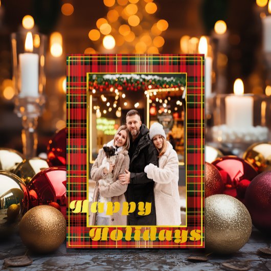 Cartes Pour Fêtes Annuelles Tartan rouge et vert festif "Joyeuses fêtes"