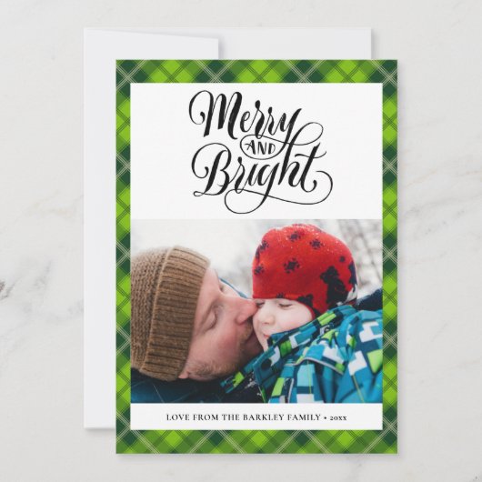 Cartes Pour Fêtes Annuelles Tartare Noir Vert Moderne Plaid Script amusant Sim (Devant)