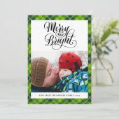 Cartes Pour Fêtes Annuelles Tartare Noir Vert Moderne Plaid Script amusant Sim (Debout devant)