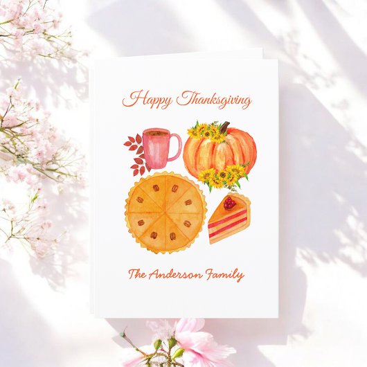 Cartes Pour Fêtes Annuelles Tarte au potiron de Thanksgiving Orange Blanc