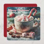 Cartes Pour Fêtes Annuelles Tasse à café chaud avec marshmallows - sucre de ca (Devant / Derrière)