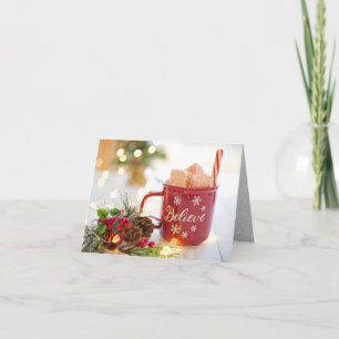 Cartes Pour Fêtes Annuelles Tasse Believe, guimauves, décorations de Noël