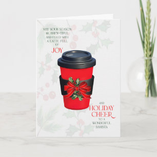 Cartes Pour Fêtes Annuelles Tasse de café Brista Latte pleine de joie Joie sai