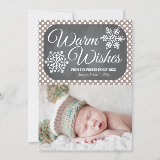 Cartes Pour Fêtes Annuelles Taupe Dot Chalkboard Snowflake Holiday Photo Card (Devant)