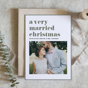 Cartes Pour Fêtes Annuelles Taupe Green Marié Noël Mariage photo moderne