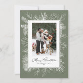 Cartes Pour Fêtes Annuelles Taupe Green Vintage Botanique de Noël Photo (Devant)