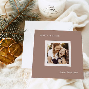 Cartes Pour Fêtes Annuelles Taupe Neutre Minimal avec Photo Joyeux Noël