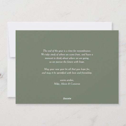 Cartes Pour Fêtes Annuelles Taupe Vert Scandinave Deux Photo Noël (Dos)