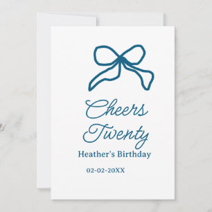 Cartes Pour Fêtes Annuelles Tchin tchin vingt nœud d'anniversaire bleu nom dat