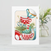 Cartes Pour Fêtes Annuelles Tea Party Noël (Debout devant)