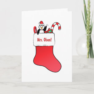 Cartes Pour Fêtes Annuelles Teacher Christma Customizable with Stocking