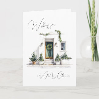 Cartes Pour Fêtes Annuelles Teal Door White Home Christmas