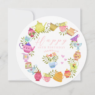 Cartes Pour Fêtes Annuelles Teapots et tasses Anniversaire blanc