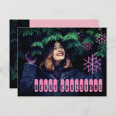 Cartes Pour Fêtes Annuelles Techy Pink Merry Christmas Card (Devant / Derrière)