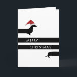 Cartes Pour Fêtes Annuelles Teckel drôle avec le casquette de Père Noël bonnes<br><div class="desc">Longue carte de Noël drôle de teckel !</div>