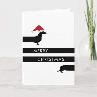 Cartes Pour Fêtes Annuelles Teckel drôle avec le casquette de Père Noël bonnes