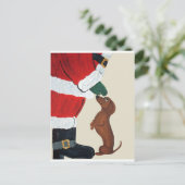 Cartes Pour Fêtes Annuelles Teckel et Père Noël (Debout devant)