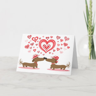 Cartes Pour Fêtes Annuelles Teckels d'amour de Valentine