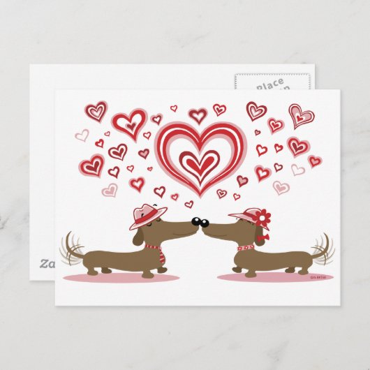 Cartes Pour Fêtes Annuelles Teckels de Valentine (Devant / Derrière)