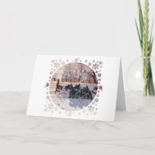 Cartes Pour Fêtes Annuelles Teckels Écossais Magpie d'Hiver
