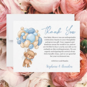 Cartes Pour Fêtes Annuelles Teddy Bear baby shower Garçon merci