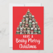 Cartes Pour Fêtes Annuelles Teddy Bear Beary Joyeux sapin de Noël (Devant)