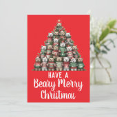 Cartes Pour Fêtes Annuelles Teddy Bear Beary Joyeux sapin de Noël (Debout devant)