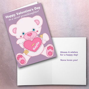 Cartes Pour Fêtes Annuelles Teddy Bear Grand-fille Valentine