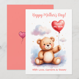 Cartes Pour Fêtes Annuelles Teddy Bear Heart Mothers Day