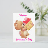 Cartes Pour Fêtes Annuelles Teddy Et Un Panier De Coeurs (Debout devant)