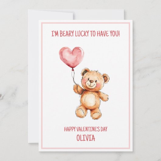 Cartes Pour Fêtes Annuelles Teddy Ours mignon Enfants Heureuse Sainte-Valentin (Devant)