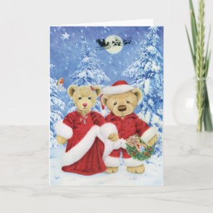 Cartes Pour Fêtes Annuelles Teddy Père Noël et Mme Claus Christmas Card (Blank