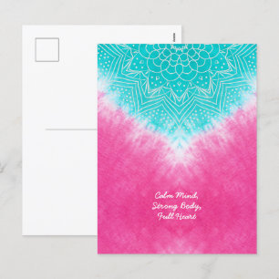 Cartes Pour Fêtes Annuelles Teinture à carreaux rose et bleu avec Mandala Sway