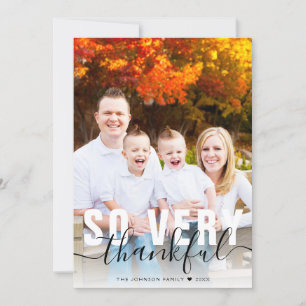 Cartes Pour Fêtes Annuelles Tellement Merci Famille Photo Thanksgiving