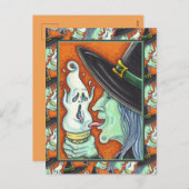 CARTES POUR FÊTES ANNUELLES TÉMOIGNAGE MANGEANT DE LA GLACE CRÈME CONE, HALLOW (Devant / Derrière)