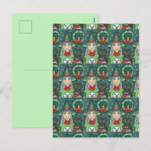 CARTES POUR FÊTES ANNUELLES TÉMOIN EN SWÉTER À NEIGE, CHAT NOIR XMAS HALLOWEEN