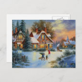 Cartes Pour Fêtes Annuelles Temps de jeu hivernal (Devant / Derrière)