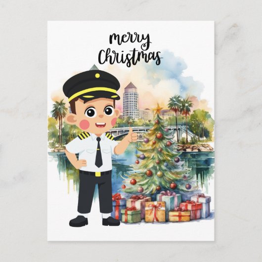 Cartes Pour Fêtes Annuelles Temps de Noël pilote en Floride (Devant)