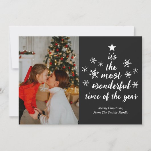 Cartes Pour Fêtes Annuelles Temps le plus merveilleux de l'année Black Script  (Devant)