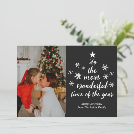 Cartes Pour Fêtes Annuelles Temps le plus merveilleux de l'année Black Script  (Debout devant)