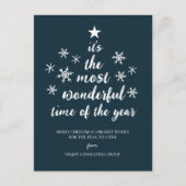 Cartes Pour Fêtes Annuelles Temps le plus merveilleux de l'année Blue Script B (Devant)