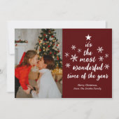 Cartes Pour Fêtes Annuelles Temps le plus merveilleux de l'année Rouge Script  (Devant)