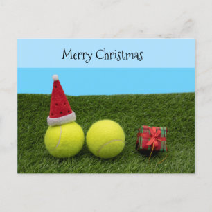 Cartes Pour Fêtes Annuelles Tennis avec joyeux chapeau de Noël en vert