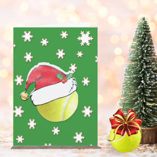 Cartes Pour Fêtes Annuelles Tennis Ball With Santa Hat Christmas Card
