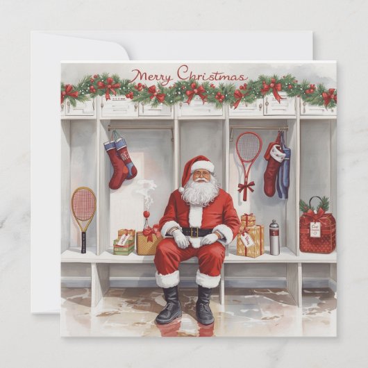 Cartes Pour Fêtes Annuelles Tennis Christmas with Santa Claus (Devant)