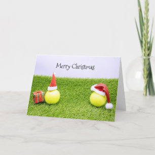 Cartes Pour Fêtes Annuelles Tennis Christmas with tennis ball and Santa