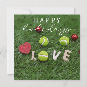Cartes Pour Fêtes Annuelles Tennis Joyeuses vacances avec balle sur l'amour ve